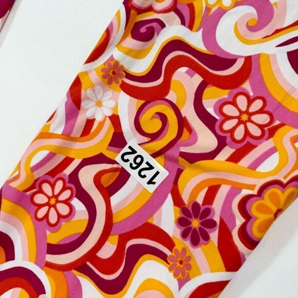 Derek Heart Pants Women Medium Abstract Floral Pattern Mid-Rise Flare 70s hippie - Picture 9 of 9